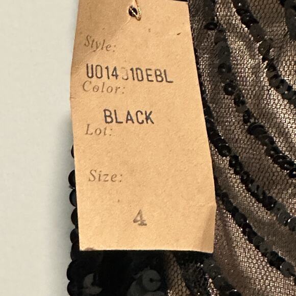 Mandalay 4 Dress Spaghetti Strap Sequin Sheer Hi Lo Cocktail Black NWT VTG - Picture 10 of 12